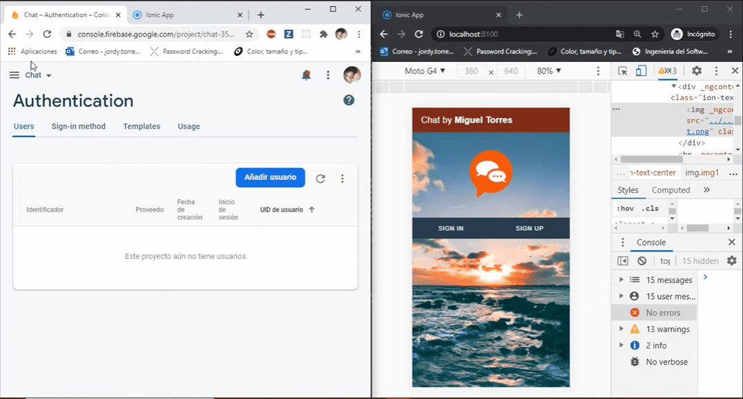 Proyecto Chat con Ionic y Firebase